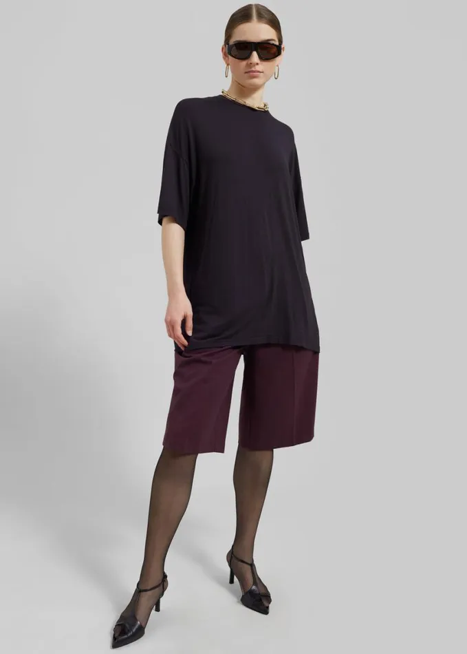 Clothing Women The Frankie Shop Ella Boxy Tee 8211 Dark Plum