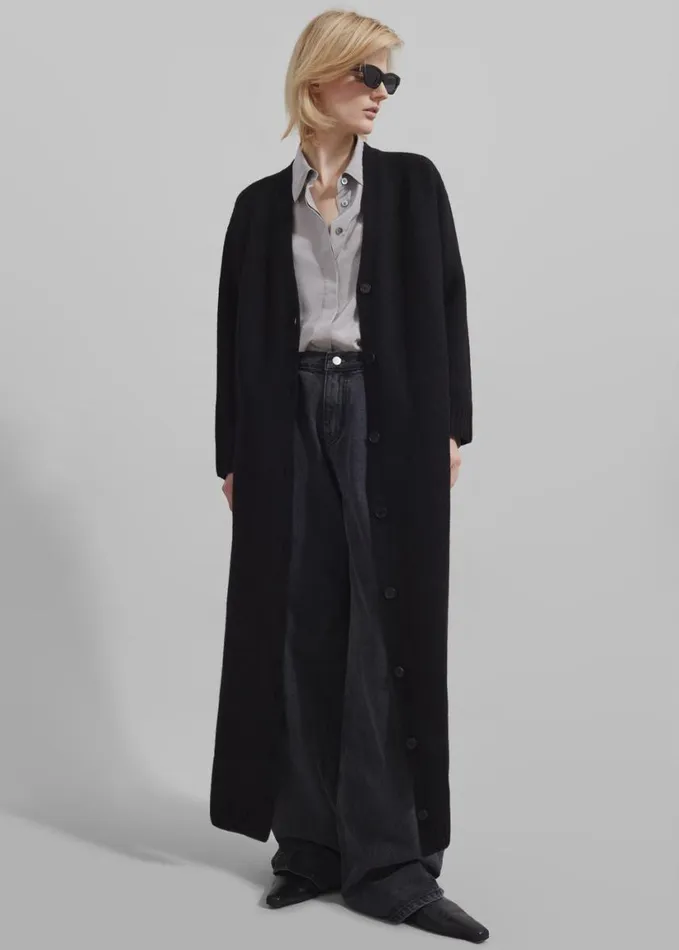 Clothing Women The Frankie Shop Emi Long Knit Cardigan 8211 Black