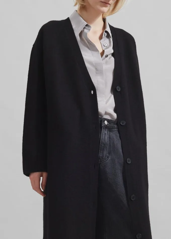 Clothing Women The Frankie Shop Emi Long Knit Cardigan 8211 Black