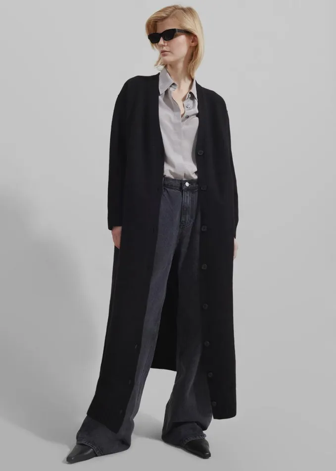 Clothing Women The Frankie Shop Emi Long Knit Cardigan 8211 Black