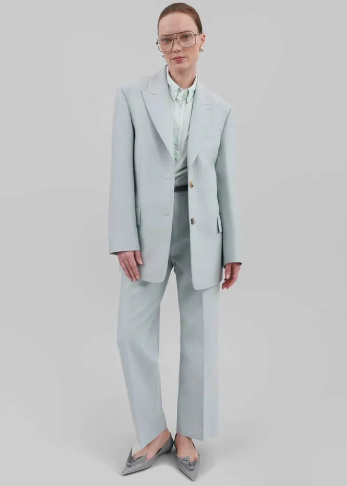 Clothing Women The Frankie Shop Emra Silk Blazer 8211 Dusty Blue