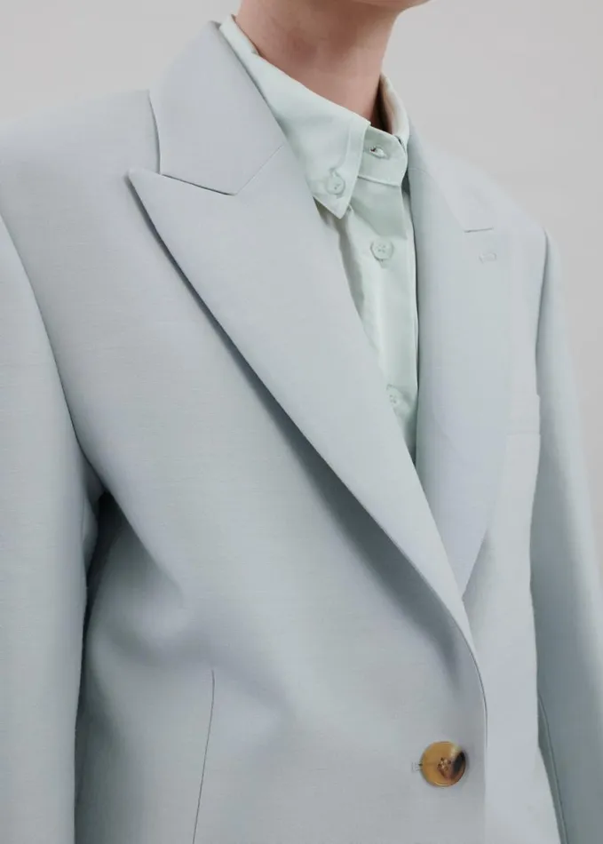 Clothing Women The Frankie Shop Emra Silk Blazer 8211 Dusty Blue
