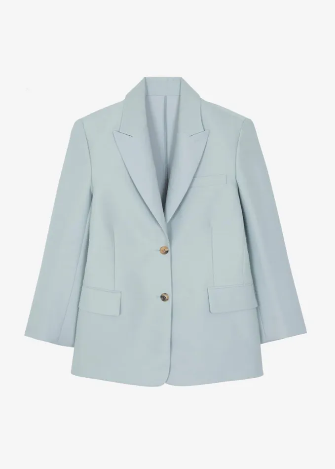 Clothing Women The Frankie Shop Emra Silk Blazer 8211 Dusty Blue