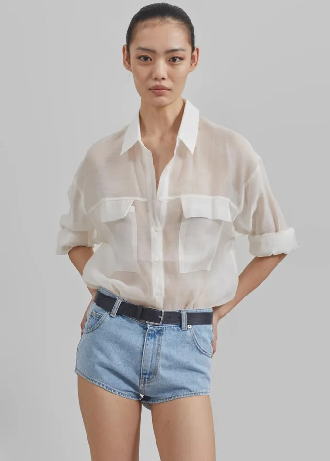 Clothing Women The Frankie Shop Erinne Denim Hot Pants 8211 Worn Wash
