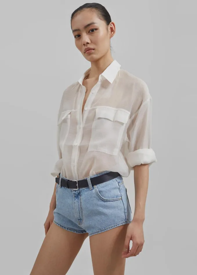 Clothing Women The Frankie Shop Erinne Denim Hot Pants 8211 Worn Wash