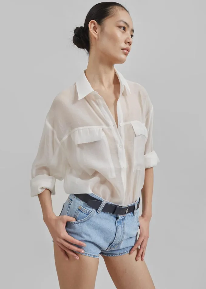 Clothing Women The Frankie Shop Erinne Denim Hot Pants 8211 Worn Wash