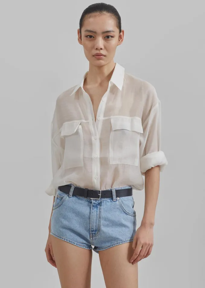 Clothing Women The Frankie Shop Erinne Denim Hot Pants 8211 Worn Wash