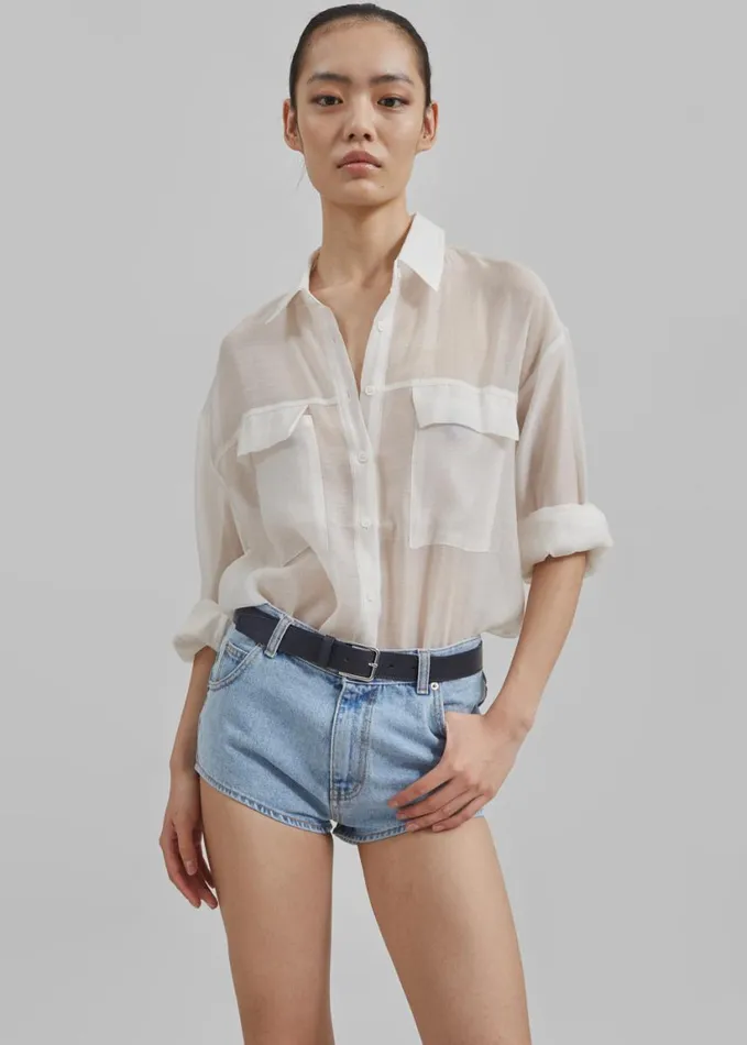 Clothing Women The Frankie Shop Erinne Denim Hot Pants 8211 Worn Wash