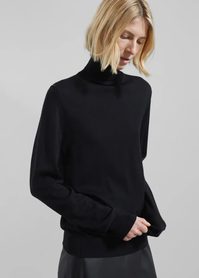 Clothing Women The Frankie Shop Eve Thin Turtleneck Sweater 8211 Black