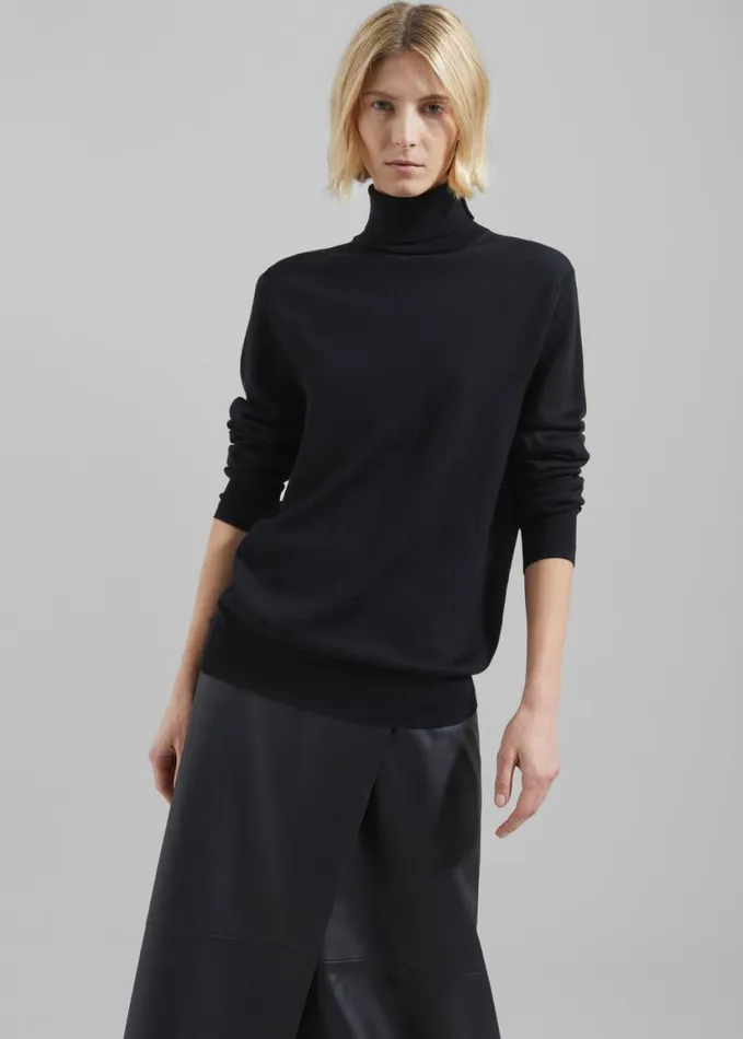Clothing Women The Frankie Shop Eve Thin Turtleneck Sweater 8211 Black