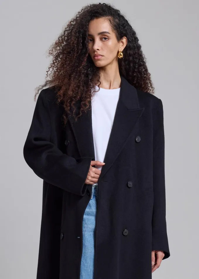 Clothing Women The Frankie Shop Gaia Double Breasted Coat 8211 Black