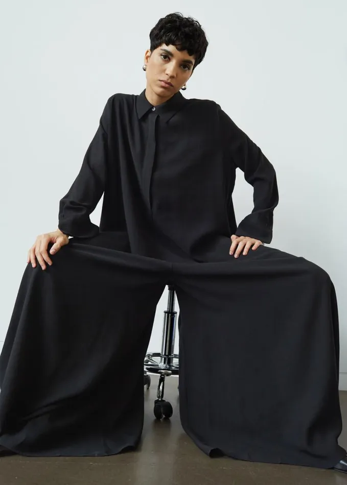 Clothing Women The Frankie Shop Gatsby Oversized Jumpsuit 8211 Black