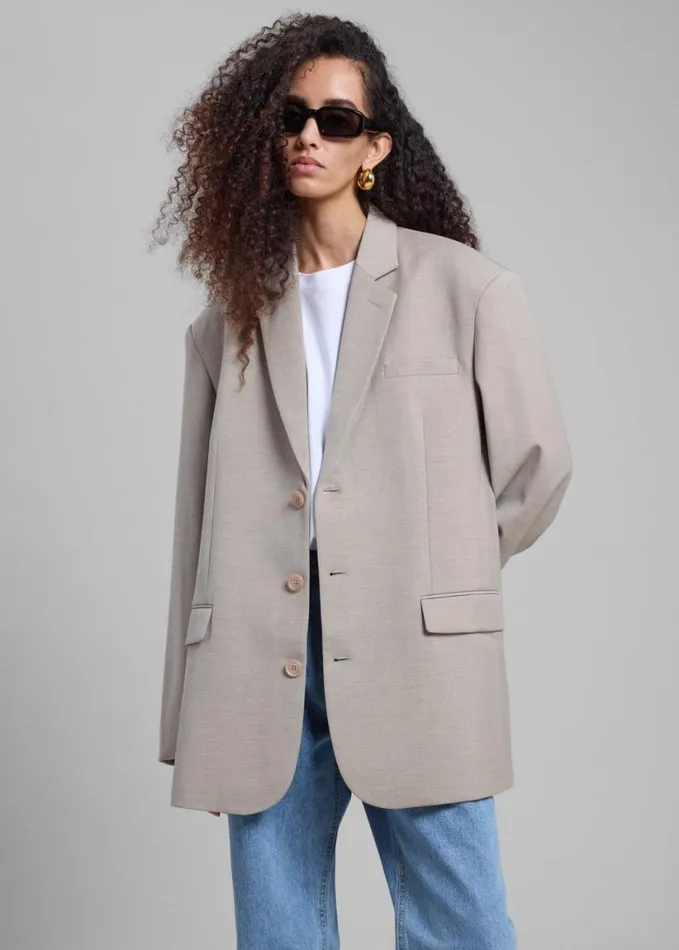Clothing Women The Frankie Shop Gelso Oversized Blazer 8211 Light Taupe Melange