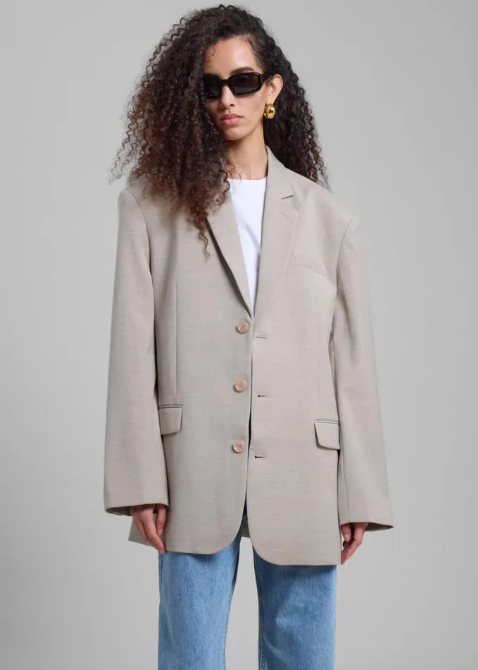 Clothing Women The Frankie Shop Gelso Oversized Blazer 8211 Light Taupe Melange