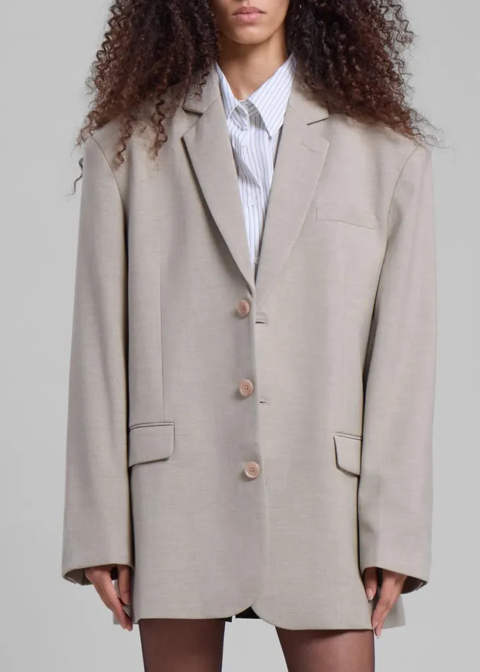 Clothing Women The Frankie Shop Gelso Oversized Blazer 8211 Light Taupe Melange