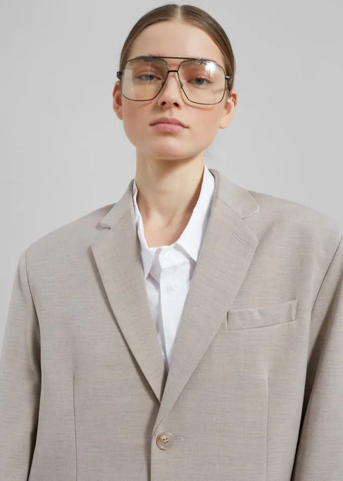 Clothing Women The Frankie Shop Gelso Oversized Blazer 8211 Light Taupe Melange