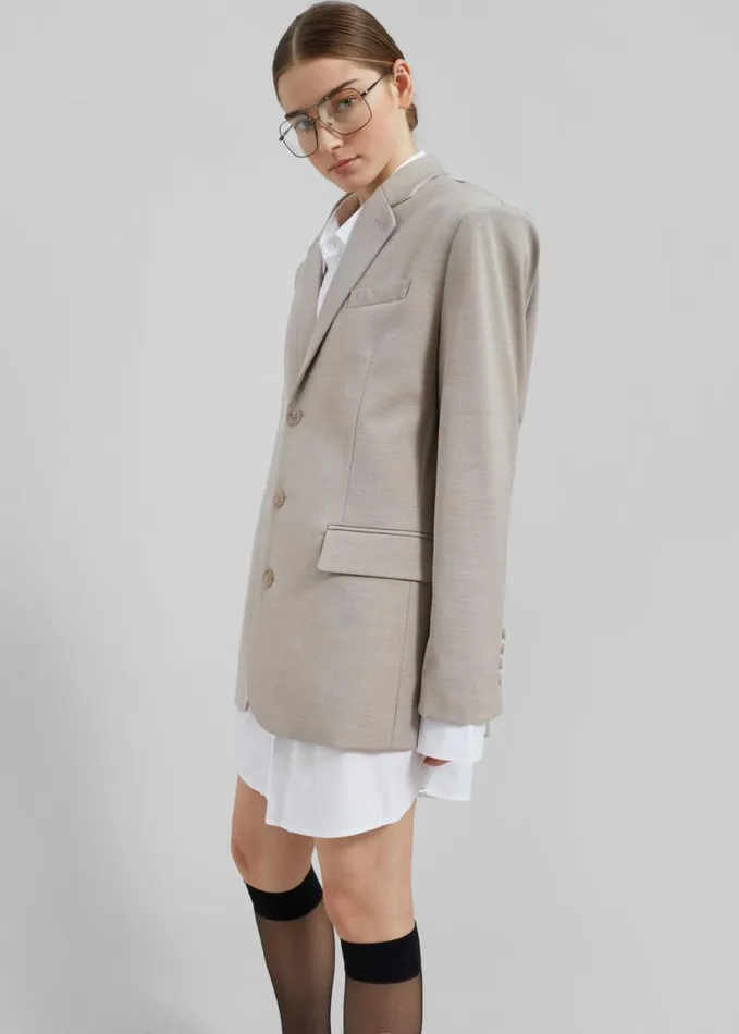 Clothing Women The Frankie Shop Gelso Oversized Blazer 8211 Light Taupe Melange