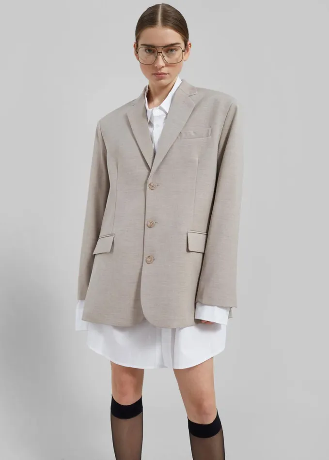 Clothing Women The Frankie Shop Gelso Oversized Blazer 8211 Light Taupe Melange