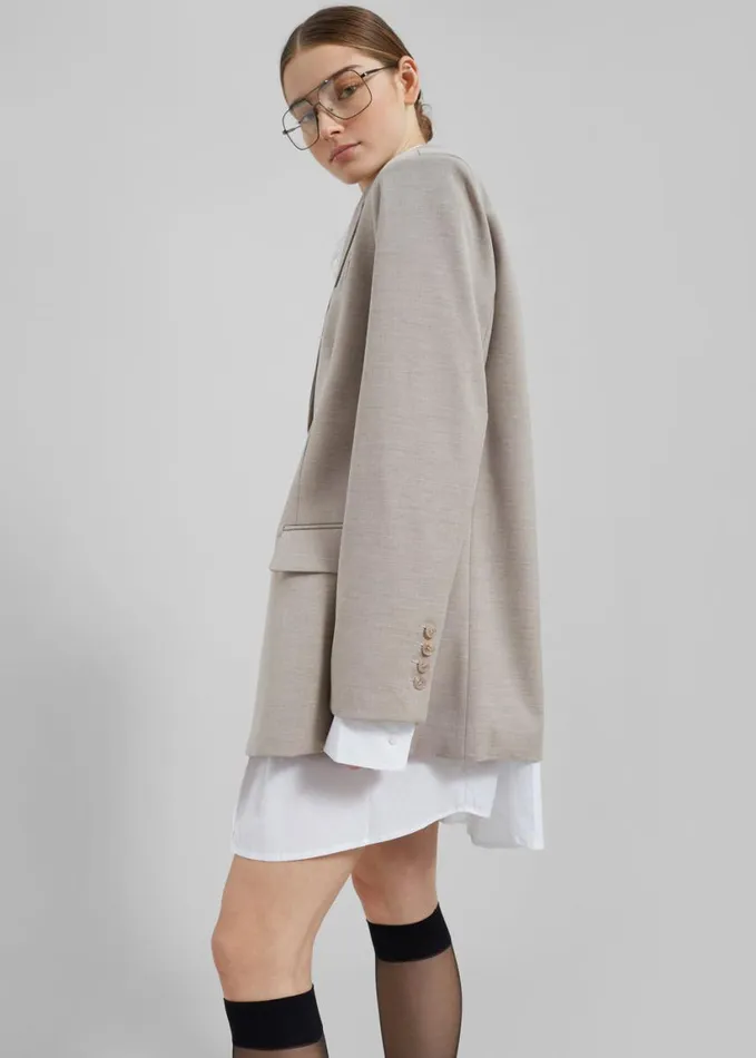 Clothing Women The Frankie Shop Gelso Oversized Blazer 8211 Light Taupe Melange