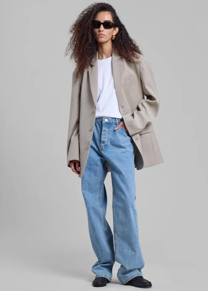 Clothing Women The Frankie Shop Gelso Oversized Blazer 8211 Light Taupe Melange