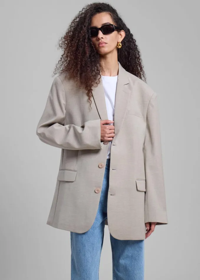 Clothing Women The Frankie Shop Gelso Oversized Blazer 8211 Light Taupe Melange