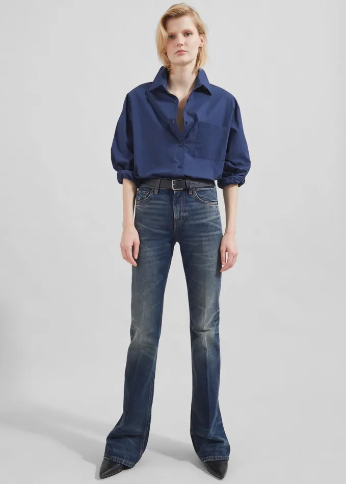 Clothing Women The Frankie Shop Haikure Flora Flared Jeans 8211 Vintage Blue