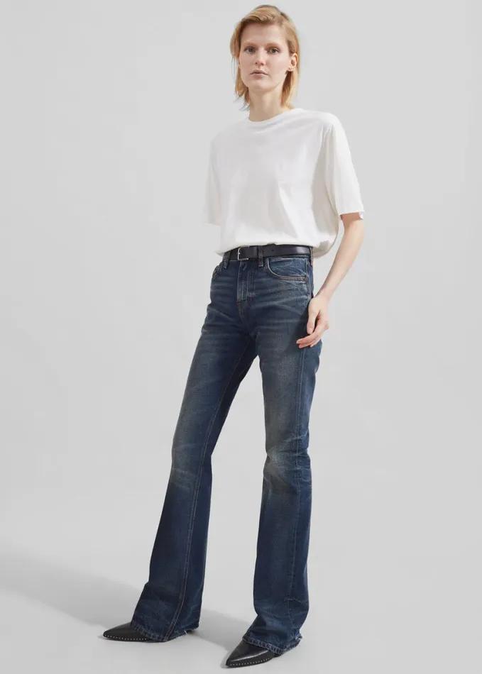 Clothing Women The Frankie Shop Haikure Flora Flared Jeans 8211 Vintage Blue