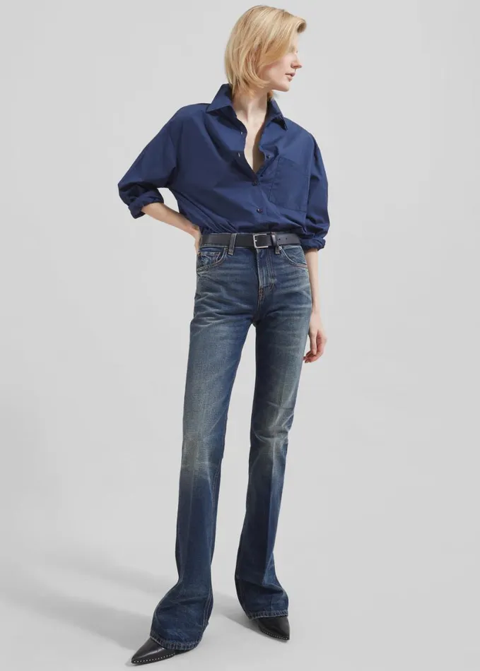 Clothing Women The Frankie Shop Haikure Flora Flared Jeans 8211 Vintage Blue