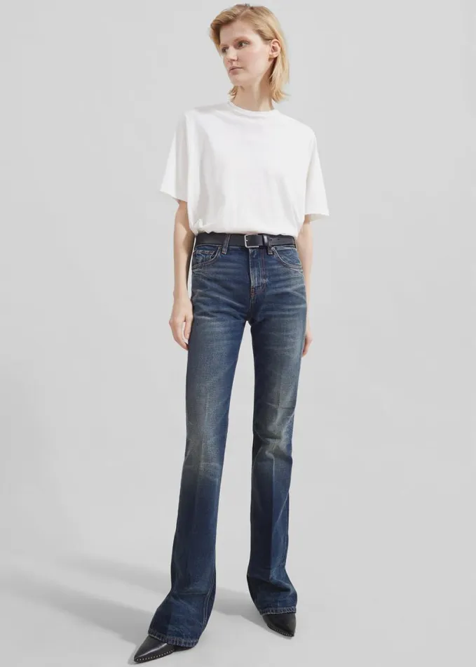 Clothing Women The Frankie Shop Haikure Flora Flared Jeans 8211 Vintage Blue