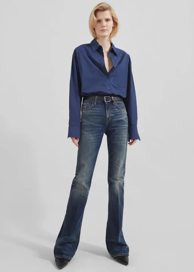Clothing Women The Frankie Shop Haikure Flora Flared Jeans 8211 Vintage Blue