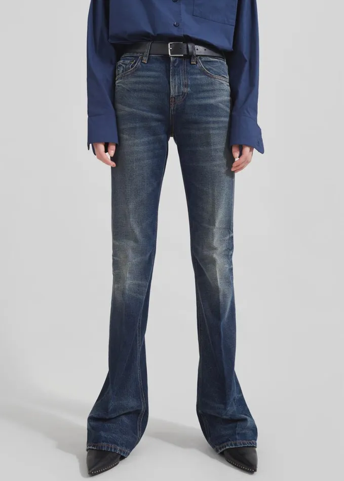 Clothing Women The Frankie Shop Haikure Flora Flared Jeans 8211 Vintage Blue