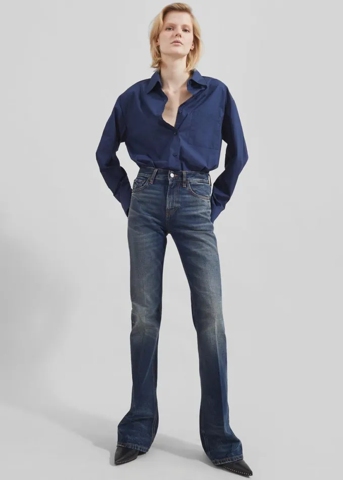 Clothing Women The Frankie Shop Haikure Flora Flared Jeans 8211 Vintage Blue