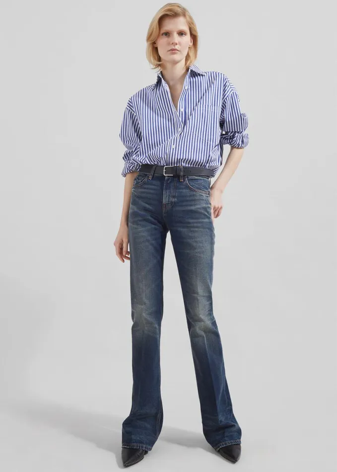 Clothing Women The Frankie Shop Haikure Flora Flared Jeans 8211 Vintage Blue