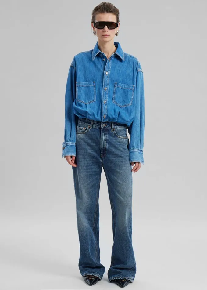 Clothing Women The Frankie Shop Haikure Tilda Two Tone Denim Jumpsuit 8211 Piano Blue