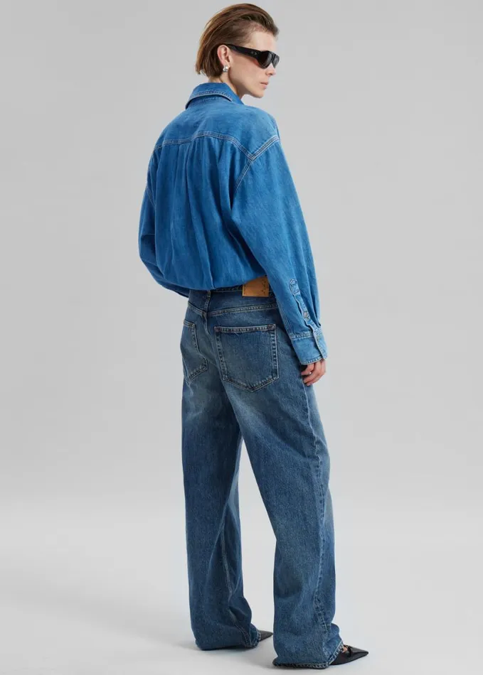 Clothing Women The Frankie Shop Haikure Tilda Two Tone Denim Jumpsuit 8211 Piano Blue