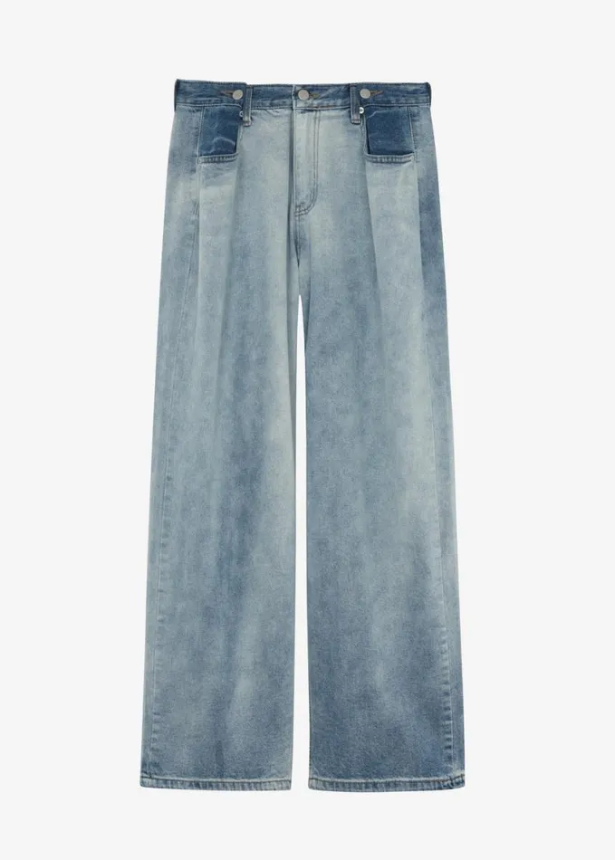 Clothing Women The Frankie Shop Hayla Contrast Denim Pants 8211 Light WashBlue