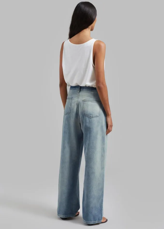 Clothing Women The Frankie Shop Hayla Contrast Denim Pants 8211 Light WashBlue