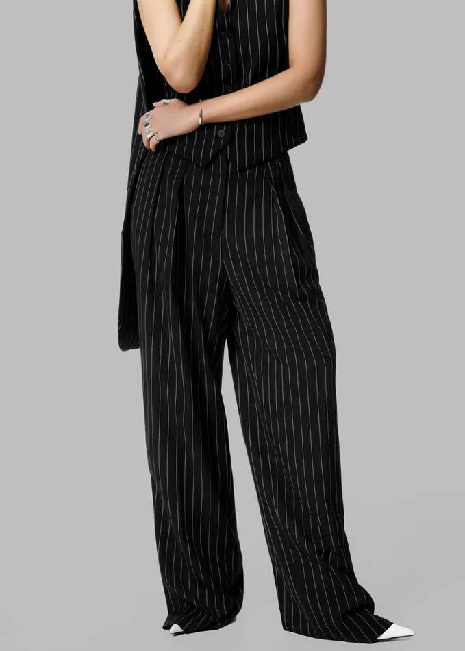 Clothing Women The Frankie Shop Holland Pleated Trousers 8211 BlackWhite Pinstripe