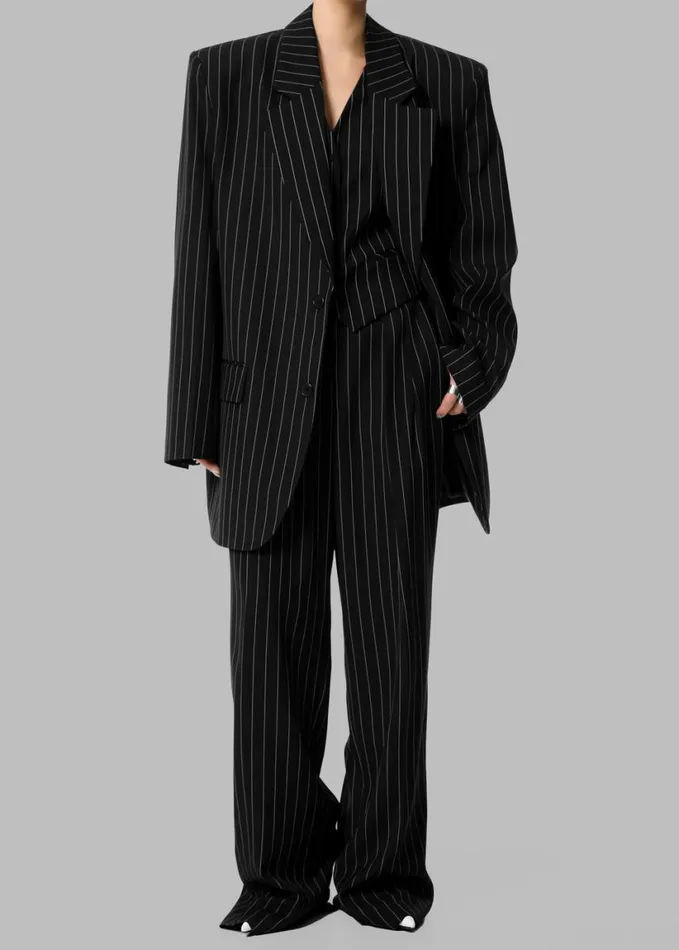 Clothing Women The Frankie Shop Holland Pleated Trousers 8211 BlackWhite Pinstripe