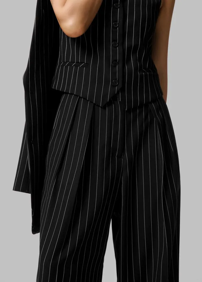 Clothing Women The Frankie Shop Holland Pleated Trousers 8211 BlackWhite Pinstripe