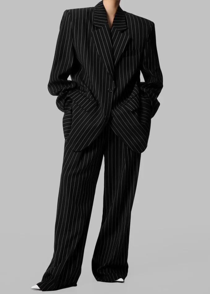 Clothing Women The Frankie Shop Holland Pleated Trousers 8211 BlackWhite Pinstripe