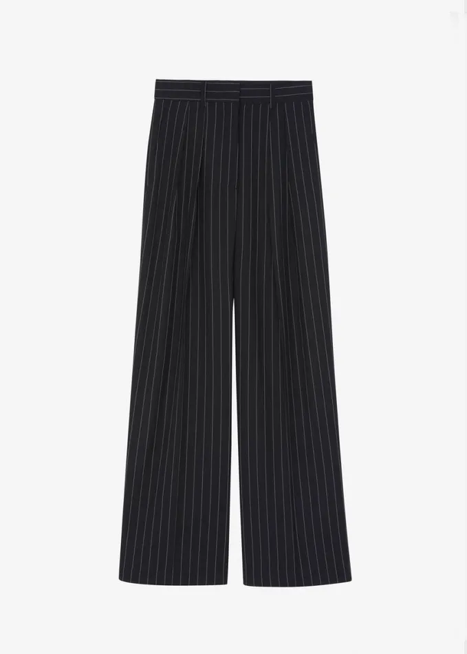 Clothing Women The Frankie Shop Holland Pleated Trousers 8211 BlackWhite Pinstripe