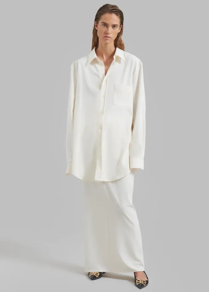 Clothing Women The Frankie Shop Hollis Padded Shoulder Shirt 8211 Ivory