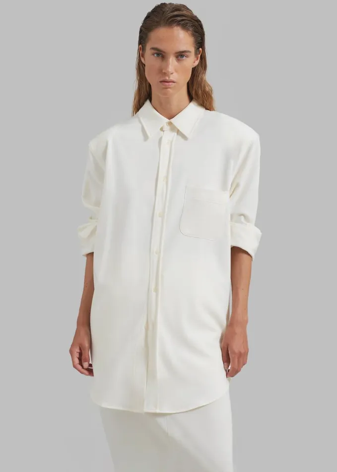Clothing Women The Frankie Shop Hollis Padded Shoulder Shirt 8211 Ivory