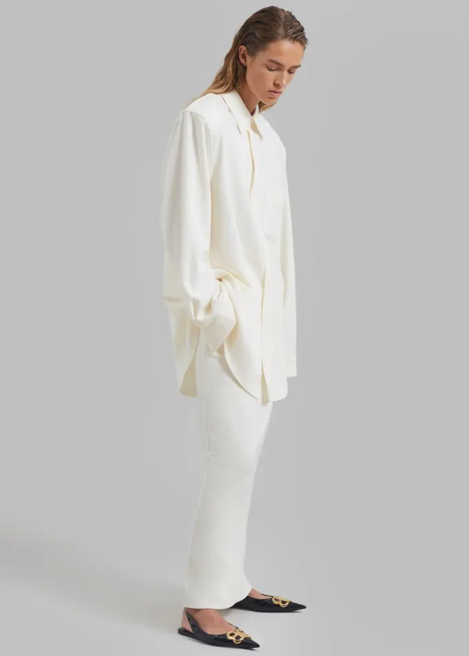 Clothing Women The Frankie Shop Hollis Padded Shoulder Shirt 8211 Ivory