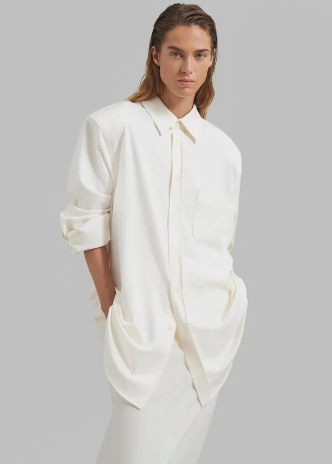 Clothing Women The Frankie Shop Hollis Padded Shoulder Shirt 8211 Ivory