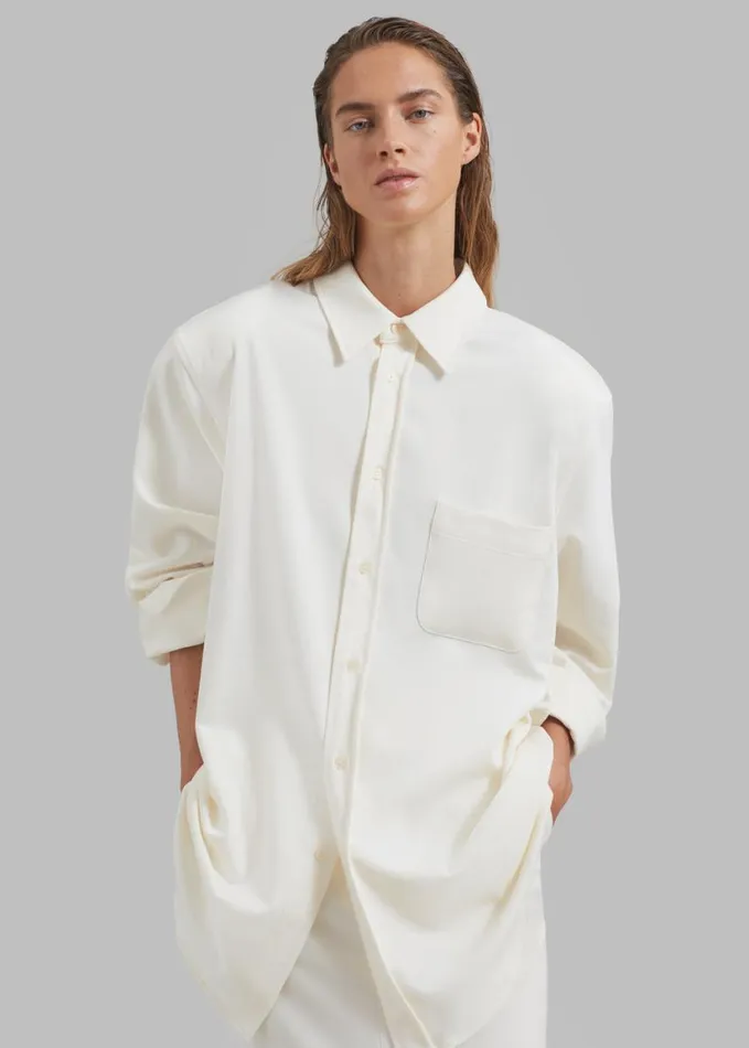 Clothing Women The Frankie Shop Hollis Padded Shoulder Shirt 8211 Ivory