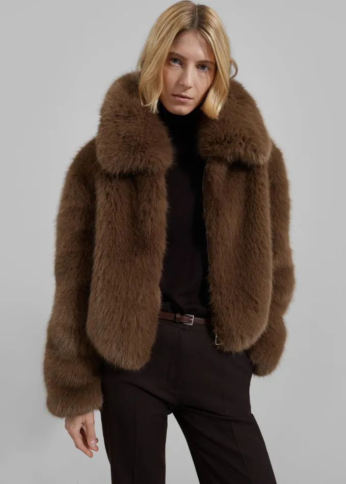 Clothing Women The Frankie Shop Hope Faux Fur Jacket 8211 Camel