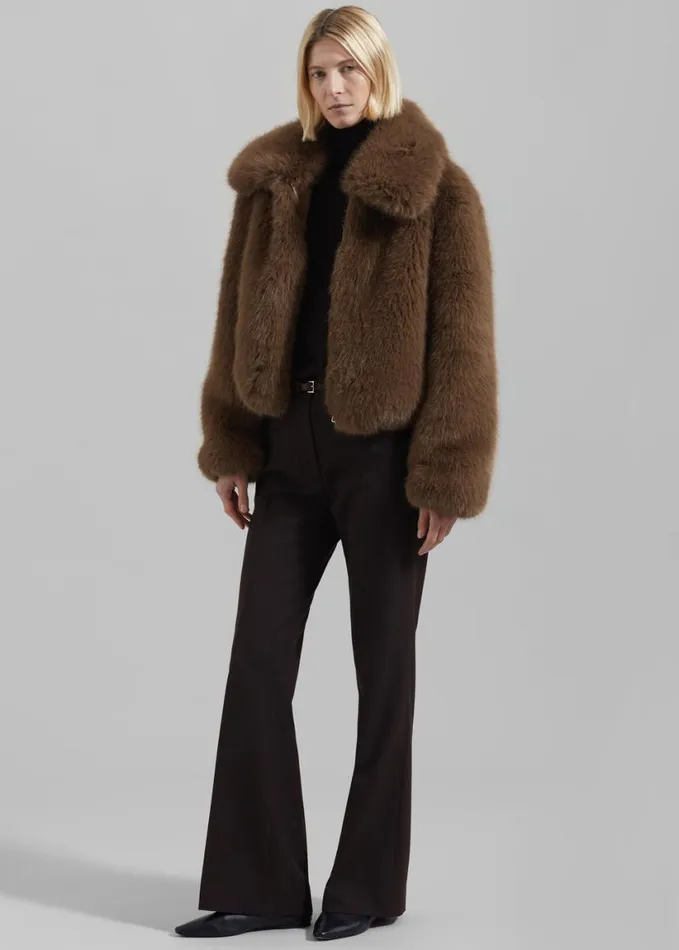 Clothing Women The Frankie Shop Hope Faux Fur Jacket 8211 Camel