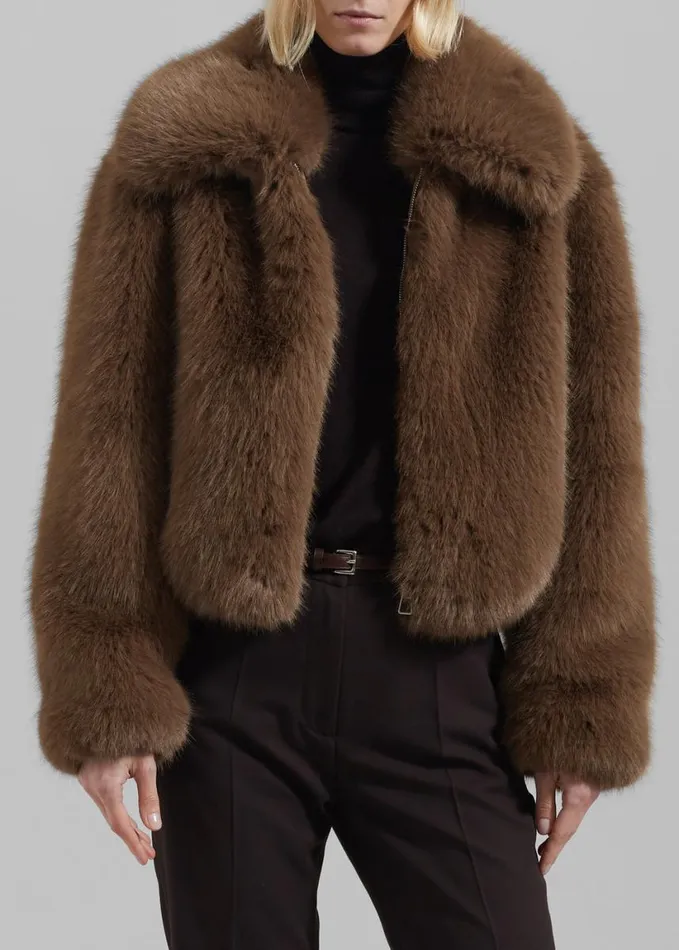 Clothing Women The Frankie Shop Hope Faux Fur Jacket 8211 Camel